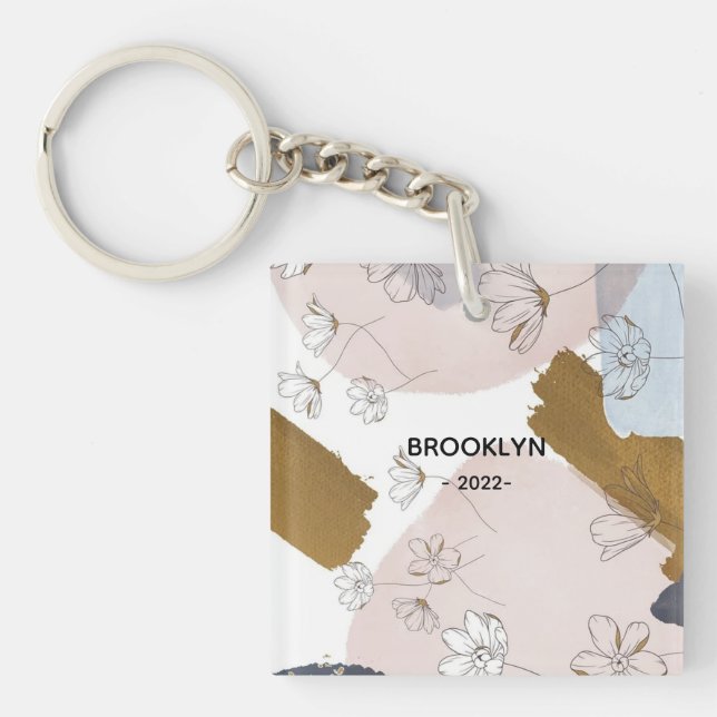 Porte-clefs Fleurs roses modernes (Devant)