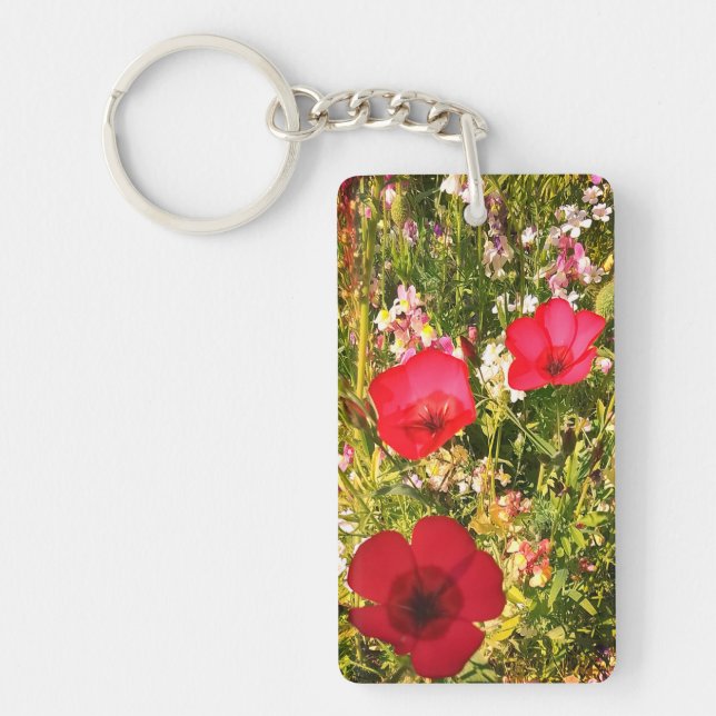 Porte-clefs Fleurs rouges (Devant)