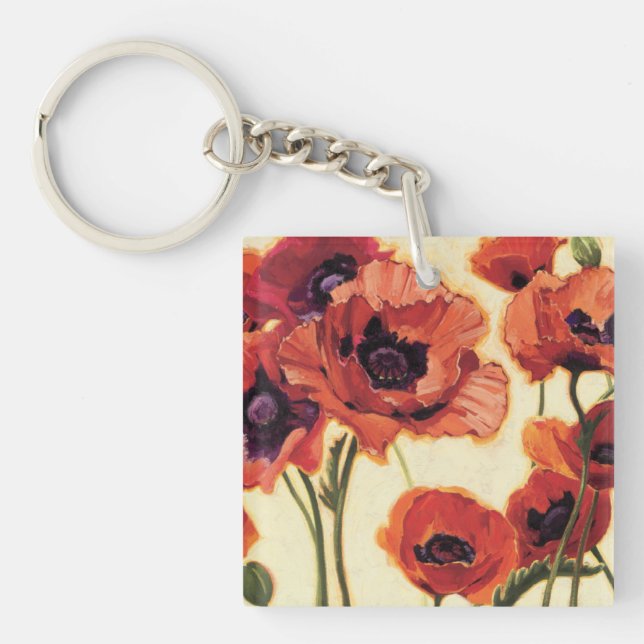 Porte-clefs Fleurs rouges (Devant)