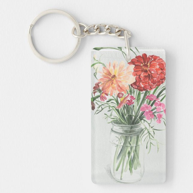 Porte-clefs Fleurs sauvages d'été - roses et rouges (Devant)