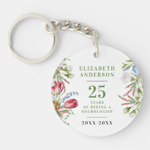 Porte-clefs Fleurs sauvages vertes blanches élégantes Retraite