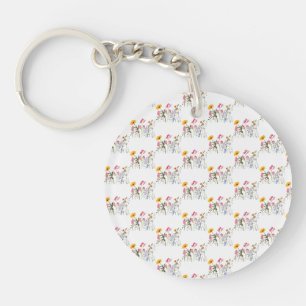 Porte-clefs Fleurs sauvages, Vintage Pastel Floral Botanique