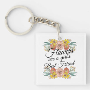 Porte-clefs Fleurs sont une fille meilleur ami - Zinnia Art