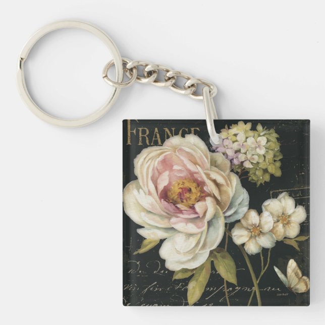 Porte-clefs Fleurs sur le noir (Devant)