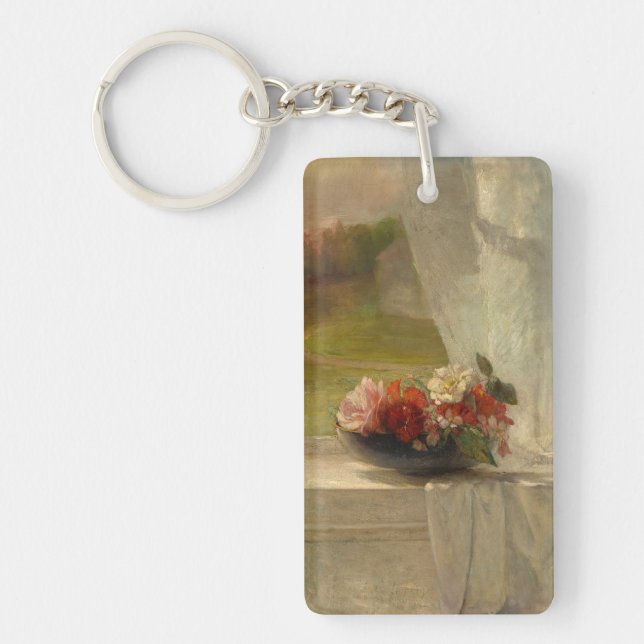 Porte-clefs Fleurs sur une haie de fenêtre par John La Farge (Devant)