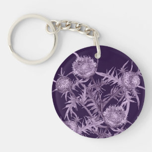 Porte-clefs fleurs THISTLE violet fleur motif