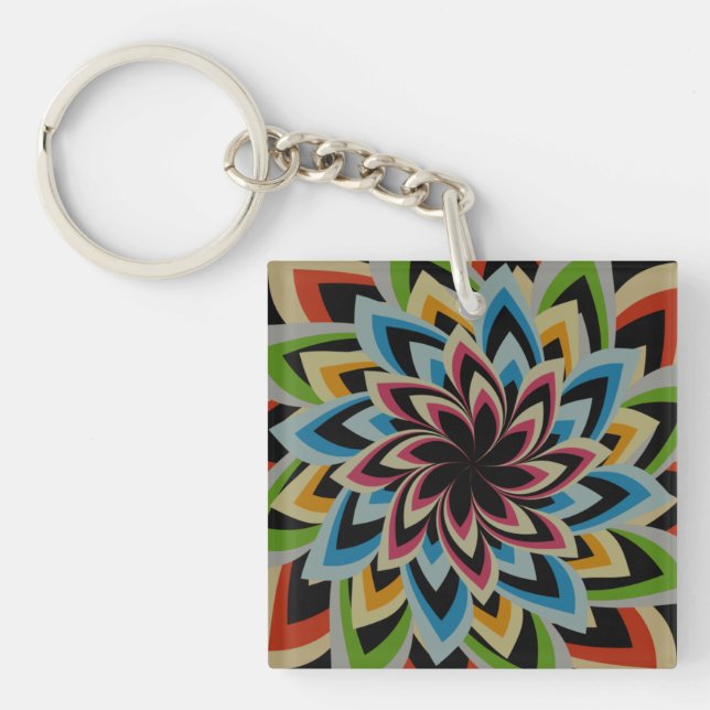 PORTE-CLEFS FLEURS TOURBILLON COLORÉES (Devant)
