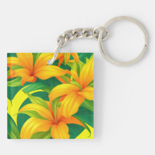 Porte-clefs Fleurs tropicales colorées