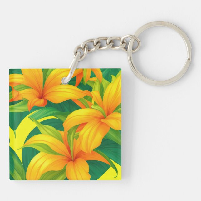 Porte-clefs Fleurs tropicales colorées (Dos)