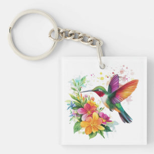 Porte-clefs Fleurs tropicales des colibris