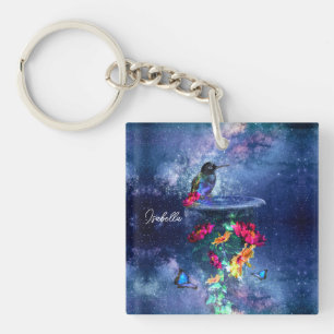 Porte-clefs Fleurs tropicales et Porte - clé acrylique colibri