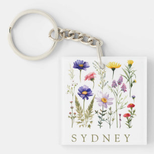 Porte-clefs Fleurs vintages d'abeilles et sauvages modernes