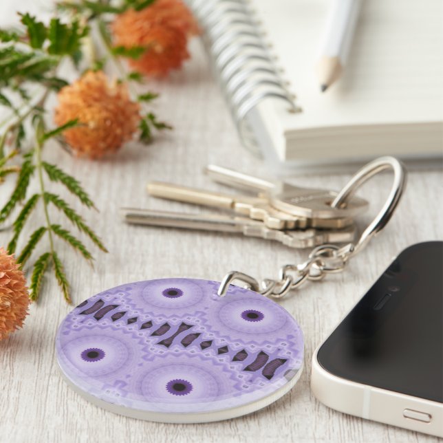 Porte-clefs Fleurs violettes (Devant Droit)