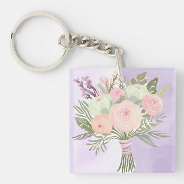 Porte-clefs Fleurs violettes (Devant)