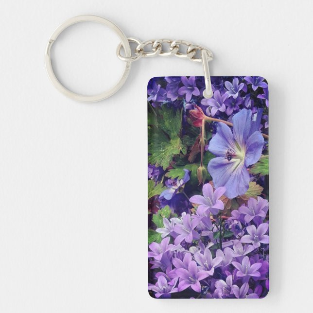 Porte-clefs Fleurs violettes (Devant)