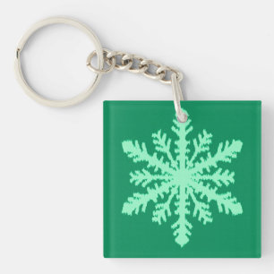 Porte-clefs Flocon de neige Ikat - Vert pin et menthe