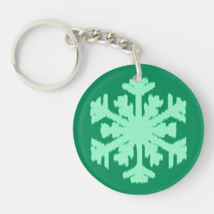 Porte-clefs Flocon de neige Ikat - Vert pin et menthe