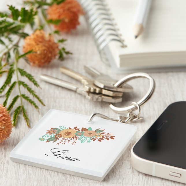 Porte-clefs Floral Boho moderne (Devant Droit)