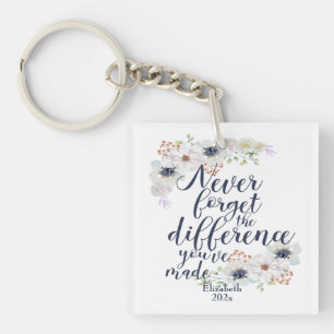 Porte-clefs Floral Élégant N'Oublie Jamais La Différence