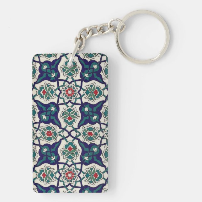 Porte-clefs Floral en céramique bleue turque (Dos)