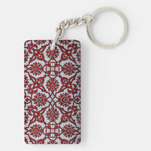 Porte-clefs Floral en céramique rouge turque