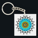 Porte-clefs Floral Mandala Seamless Pattern Vivid Cyan Gold<br><div class="desc">Elevate your style with this exquisite Floral Mandala Seamless Pattern. Featuring a mesmerizing blend of vivid cyan and golden yellow tones, this intricate geometric design symbolizes harmony and balance. Perfect for those who appreciate detailed artistry and a touch of bohemian elegance in their everyday essentials.</div>