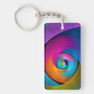 Porte-clefs Floral moderne Art Abstrait rose Bleu Motif #17