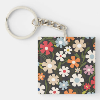 Porte-clefs Floral Multicolor Jouer sur Arrière - plan noir