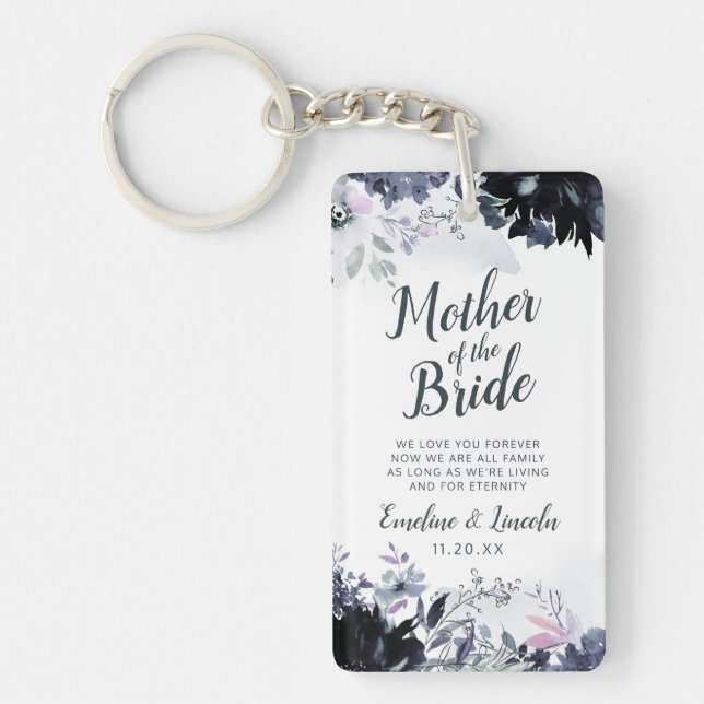 Porte-clefs Floral Nocturne à la mère de la mariée Citation (Devant)
