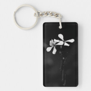 Porte-clefs floral noir et blanc minimal