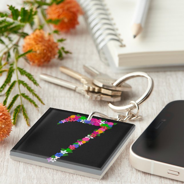 Porte-clefs Floral numéro sept Porte - clé (Créateur téléchargé)