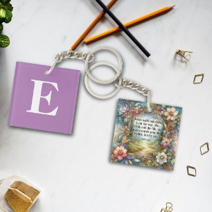 Porte-clefs Floral Personnalisé Monogramme Inspiration Christi