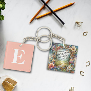 Porte-clefs Floral Personnalisé Monogramme Inspiration Christi