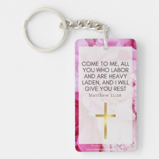 Porte-clefs Floral rose et foi