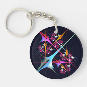 Porte-clefs Floral rose moderne Art Abstrait Couleur Motif #01