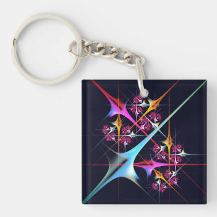 Porte-clefs Floral rose moderne Art Abstrait Couleur Motif #01