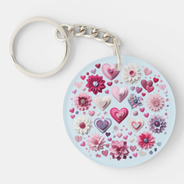 Porte-clefs Floral Valentine's Day Heart (Devant)