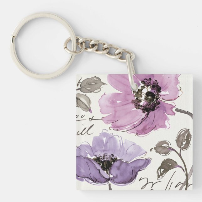 Porte-clefs Floral Valse Plum Aquarelle Fleurs (Devant)