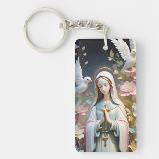Porte-clefs Floral Vierge Marie Porte - clé