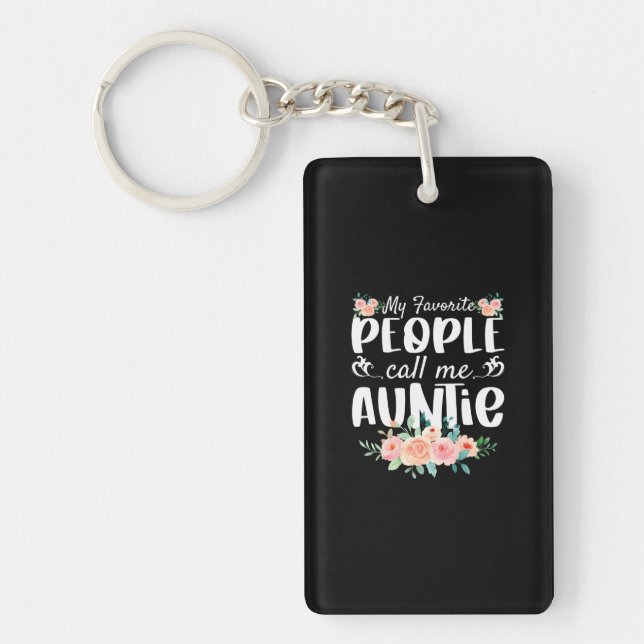 Porte-clefs Florals Mes Gens Préférés M'Appelent Tante (Devant)