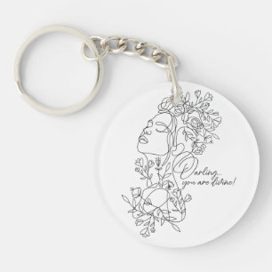 Porte-clefs Flore Abstraite minimale blanche