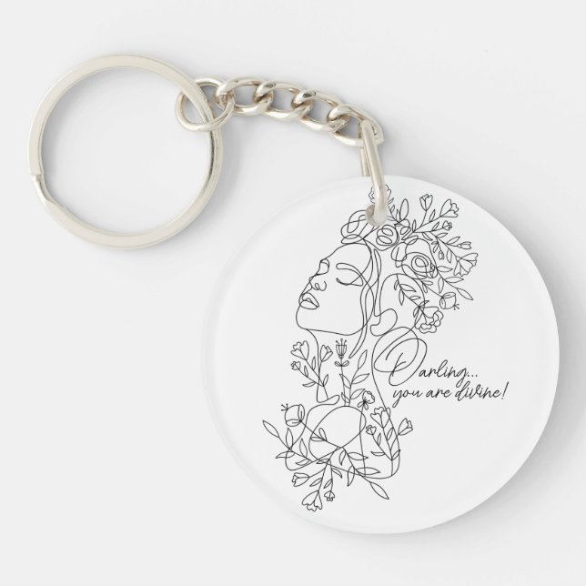 Porte-clefs Flore Abstraite minimale blanche (Devant)