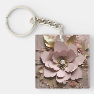 Porte-clefs Flore Rose Dusty - Porte - clé acrylique