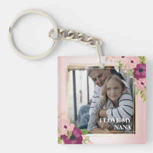 Porte-clefs Flore Rose Vive J'Aime Ma Nana Photo