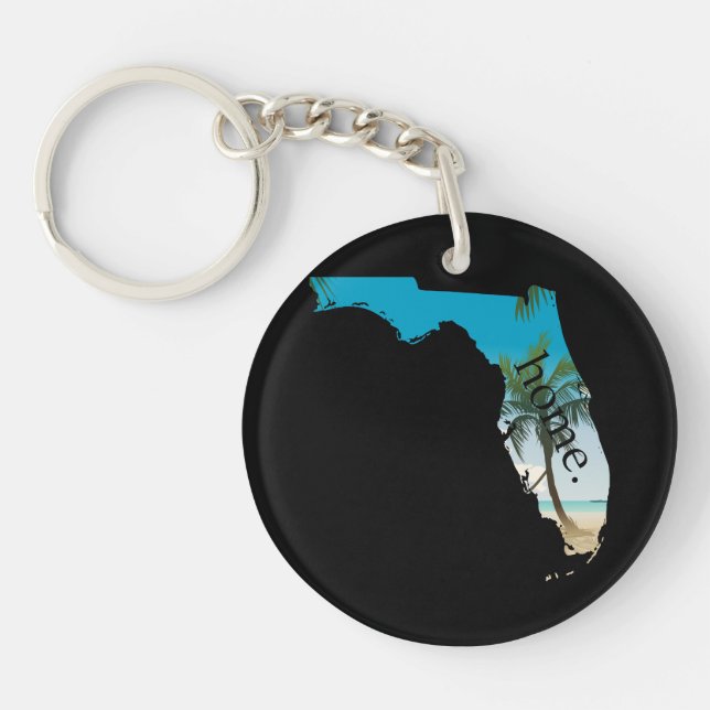 Porte-clefs FLORIDA Accueil Plage Océan Palmier Rempli (Devant)