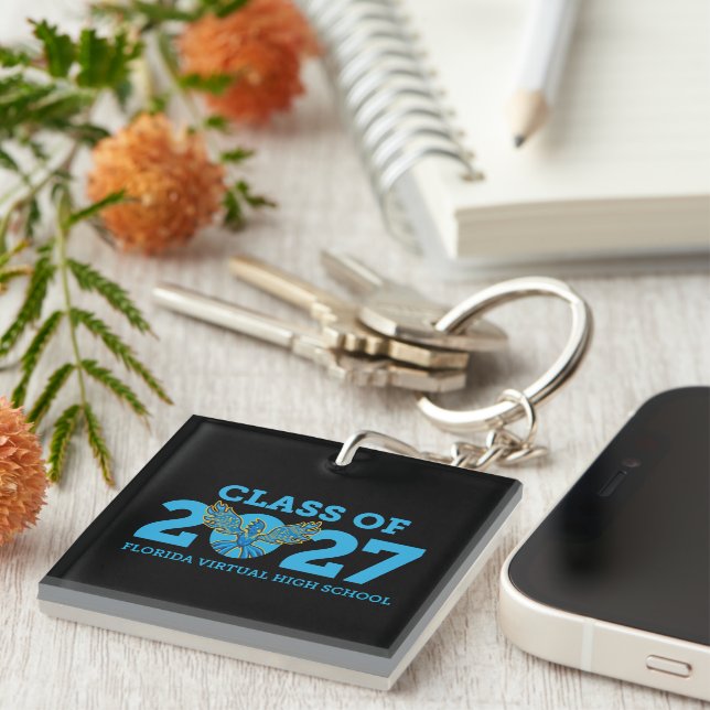 Porte-clefs Florida Virtual HS Senior 2027, Noir  (Devant Droit)