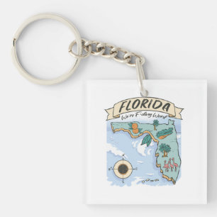 PORTE-CLEFS FLORIDE NOUS SOMMES DE LA F*CKING WEIRD CARTE DES