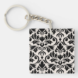 Porte-clefs Flourissant Damask Art I Black on Cream