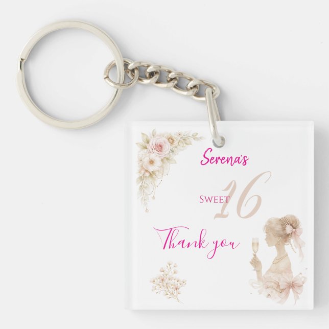Porte-clefs Flower Dreamy Soft Sweet 16 Birthday Acrylic Chain (Devant)