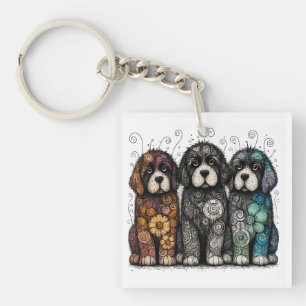Porte-clefs Flower Power Newfies